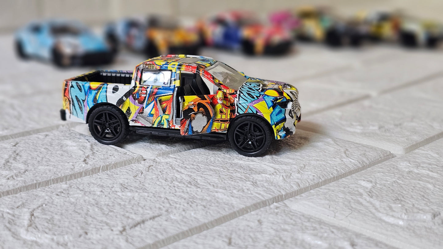 Die-Cast Graffiti Racing Car Toy for Kids – Pull Back Action