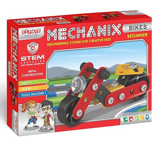 Mechanix Beginner STEM Toy| Bikes, Bulldozer, Giant Wheel