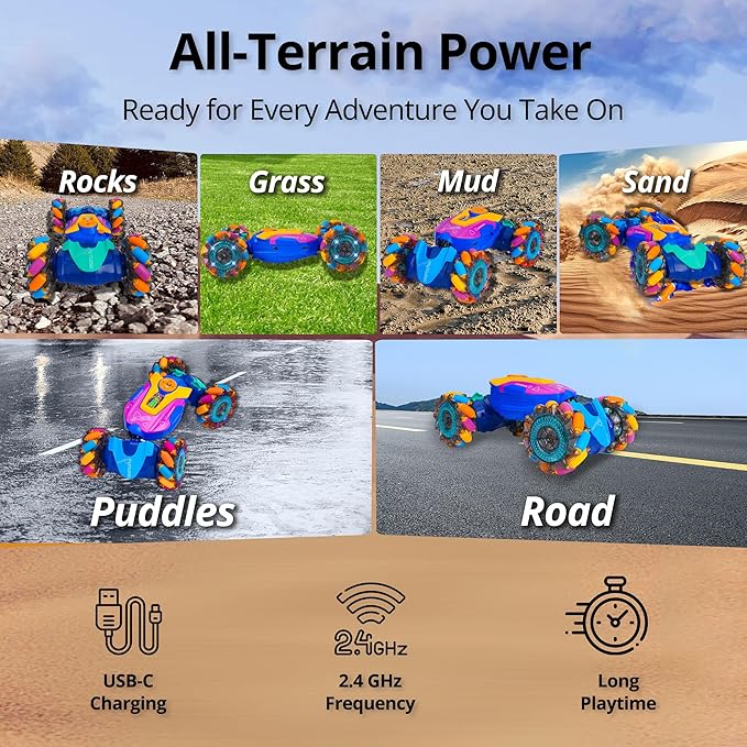 Premium Gesture Sensing All Terrain 4WD RC Stunt Car with Fog Mist & Music