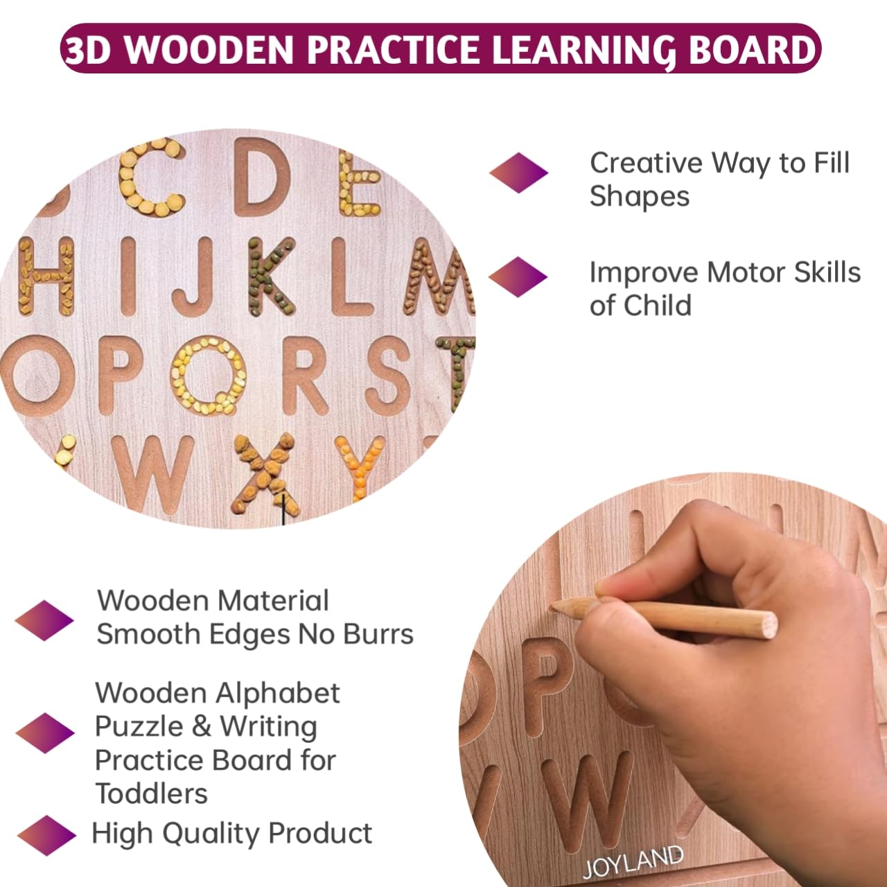Educational Tracing Wooden Board for Kids and Learning Slates for Children