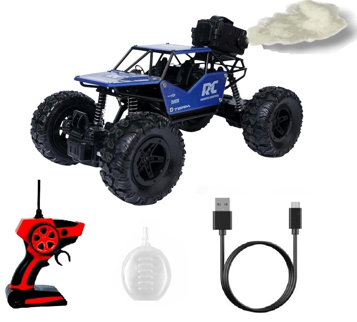 Crawler RC Car β 1:18 Scale 2WD Remote Control Off-Road Monster Truck with Mist Spray, High-Speed Rock Climbing Vehicle for Kids (Gold)