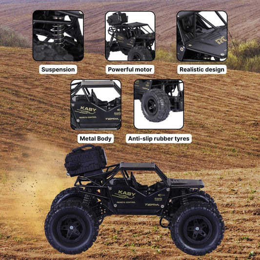 Crawler RC Car – 1:18 Scale 2WD Remote Control Off-Road Monster Truck with Mist Spray, High-Speed Rock Climbing Vehicle for Kids (Gold)