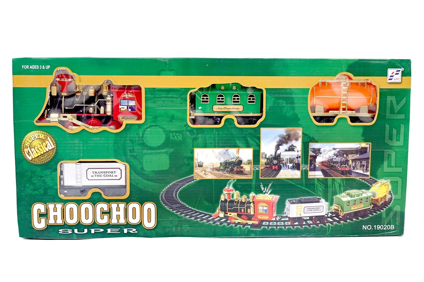 Choo Choo Toy Train With Smoke, Light and Sound Track Set for Kids