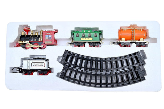 Choo Choo Toy Train With Smoke, Light and Sound Track Set for Kids
