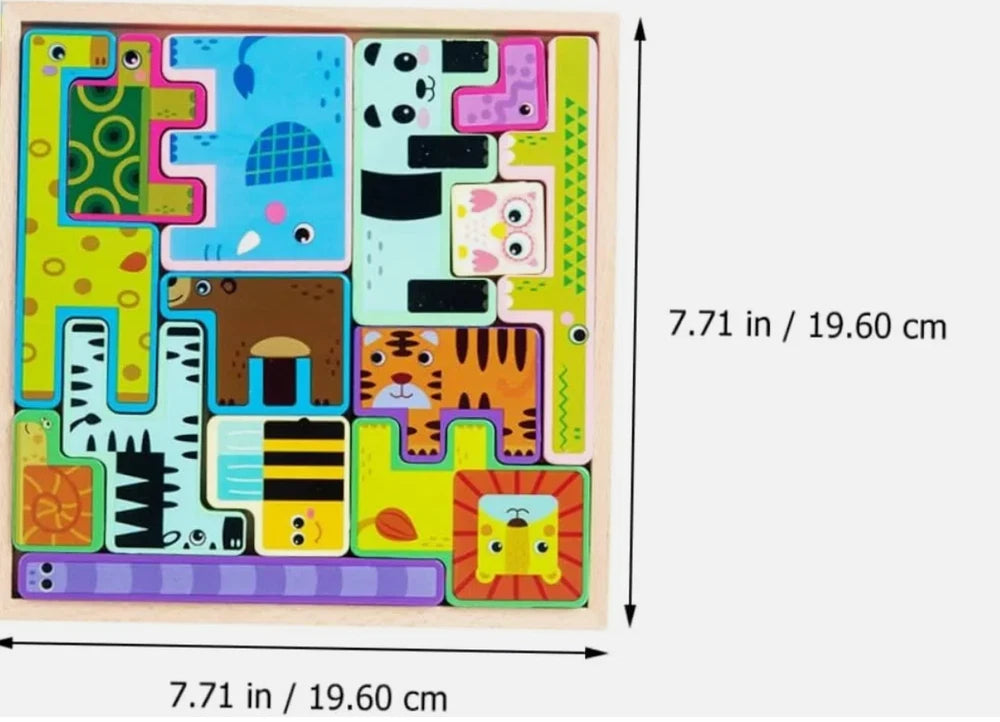 Three-Dimensional Animal Building Blocks Kids Wooden Toys Animal Toys Puzzle