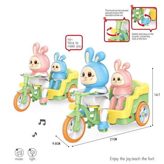 Electric Tricycle | Bump & Go Action with Lights & Music | Funny Rabbit | Funny Duck