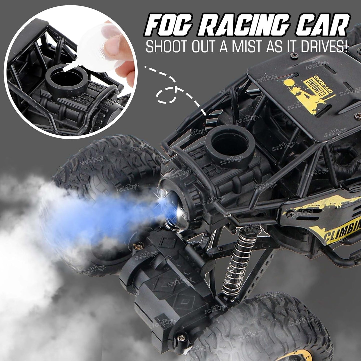 Crawler RC Car β 1:18 Scale 2WD Remote Control Off-Road Monster Truck with Mist Spray, High-Speed Rock Climbing Vehicle for Kids (Gold)