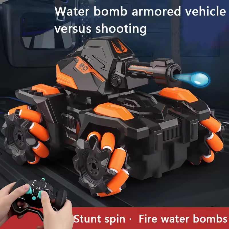 Remote Control Water Bomb Tank | RC Off-Road Stunt Car with 360° Rotation & Sensing Mode