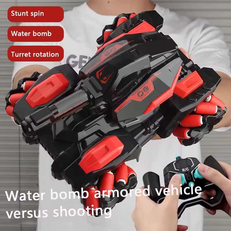 Remote Control Water Bomb Tank | RC Off-Road Stunt Car with 360° Rotation & Sensing Mode