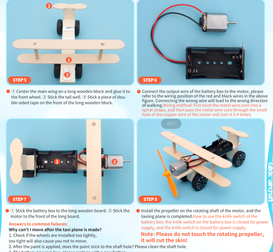 DIY Electric Aircraft Glider Kit with Double Lantern – STEM Science Experiment Toy for Kids
