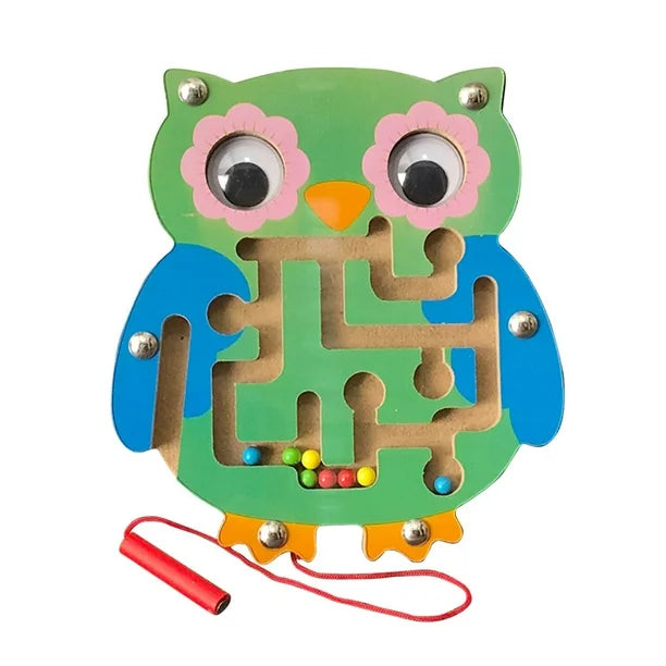 Magnetic Maze Puzzle Game – Wooden Ball Tracing Toy for Kids