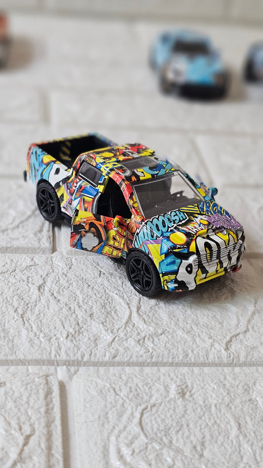 Die-Cast Graffiti Racing Car Toy for Kids – Pull Back Action