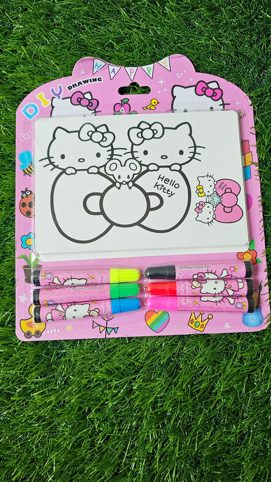 DIY Cartoon Coloring Kit with Sketchbook & Markers – Assorted Designs