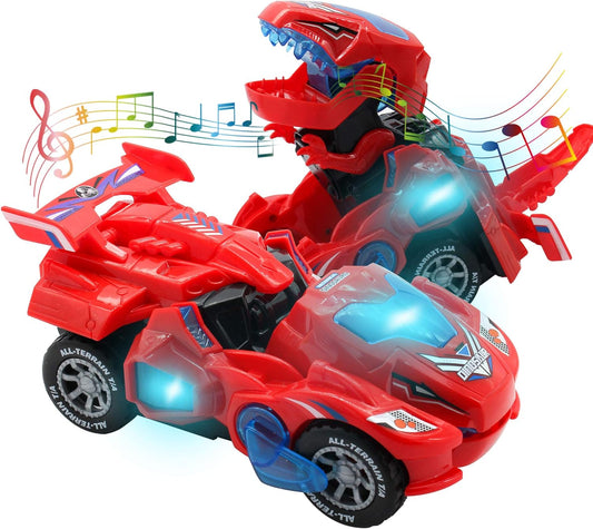 Transformers Toys | Transforming Dinosaur Car with Light and Music - Red
