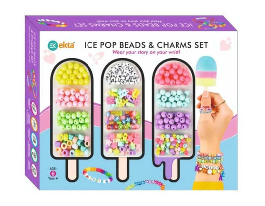 Ice Pop Beads & Charms Jewelry Kit | Friendship Bracelets and Necklaces | Arts & Crafts Gift for Girls & Boys