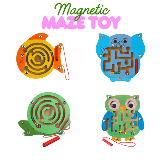 Magnetic Maze Puzzle Game – Wooden Ball Tracing Toy for Kids
