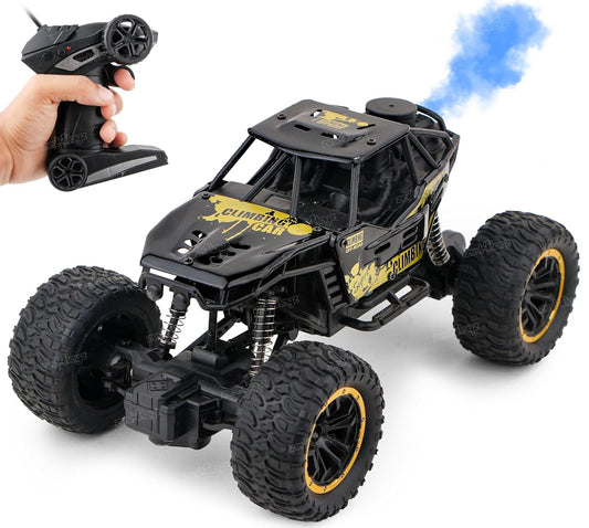 Crawler RC Car – 1:18 Scale 2WD Remote Control Off-Road Monster Truck with Mist Spray, High-Speed Rock Climbing Vehicle for Kids (Gold)